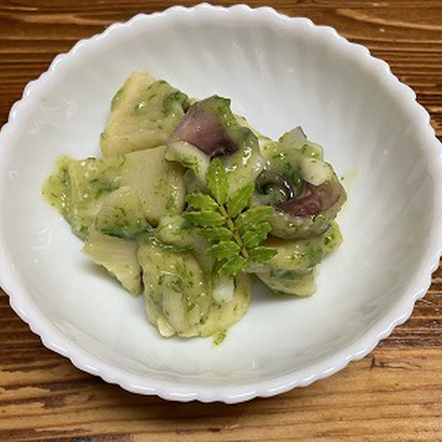 筍とイカの木の芽和え。完全メシのキーマカレーメシ