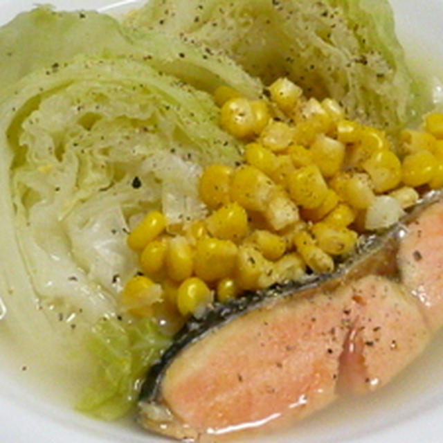 鮭とキャベツのスープ煮＆あさりスープパスタ