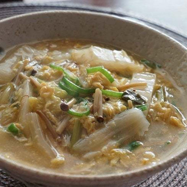白菜の古漬けスープ de にゅう麺