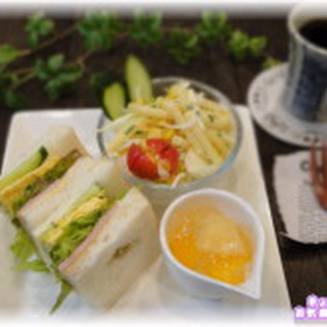Cafe風モーニング☆ダブルソフトでサンドイッチ【簡単すぎるレシピ】