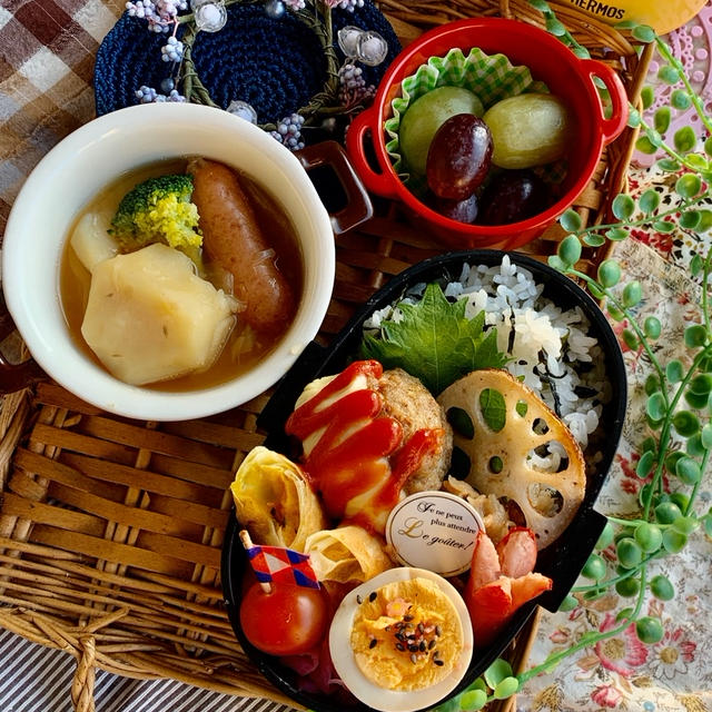 ＊チーズ好きの娘のためのチーズハンバーグ弁当＊