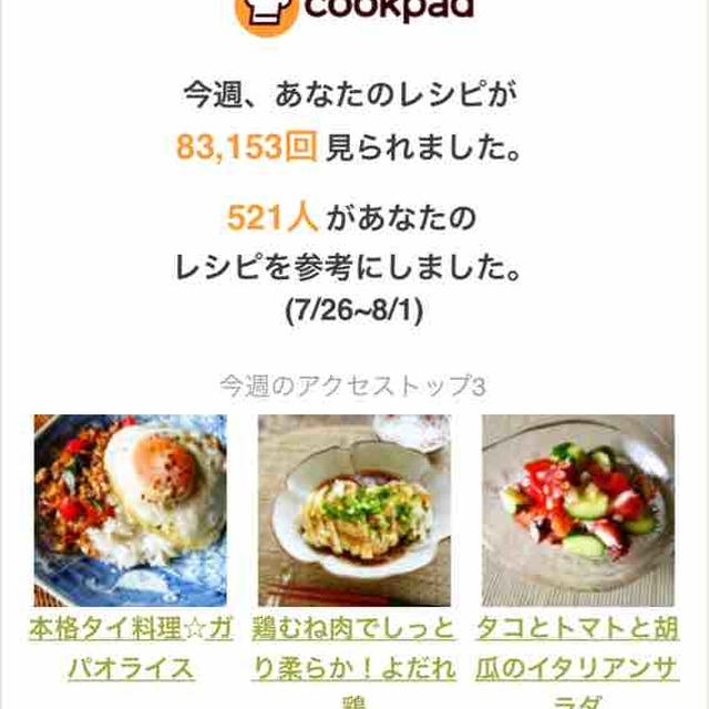 クックパッドさんの週間レポート