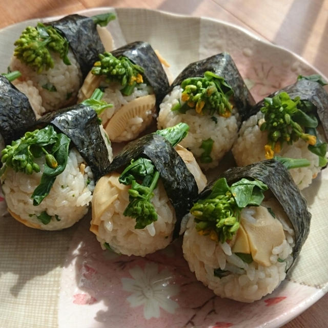 たけのこと菜の花の出汁炊きご飯