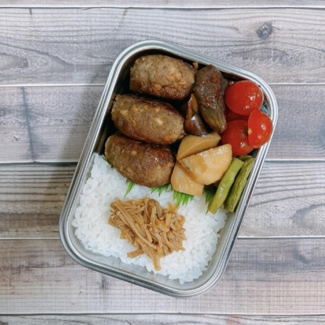 2/17～2/21のお弁当（ひきわり大豆入りハンバーグ、ドライカレー、豚肉の黒酢炒め、鶏胸肉とキャベツのはちみつ生姜焼き、厚揚げの肉みそがらめ）