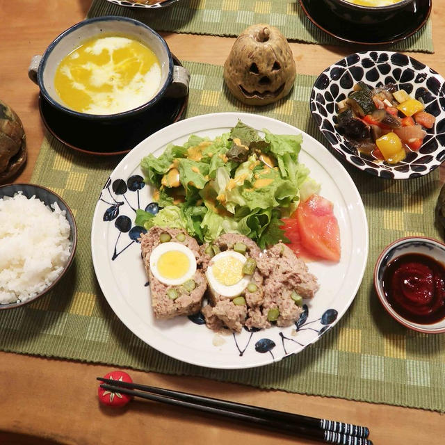 満月ミートローフ＆ハロウィンポタージュの晩ご飯と　ミニマムーン♪