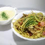 キノコパスタとコーンクリームスープ