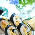 ■簡単！巻寿司【おにぎり海苔2枚で作る　鮭・卵焼き。塩昆布入りのグルグル巻き寿司レシピ】