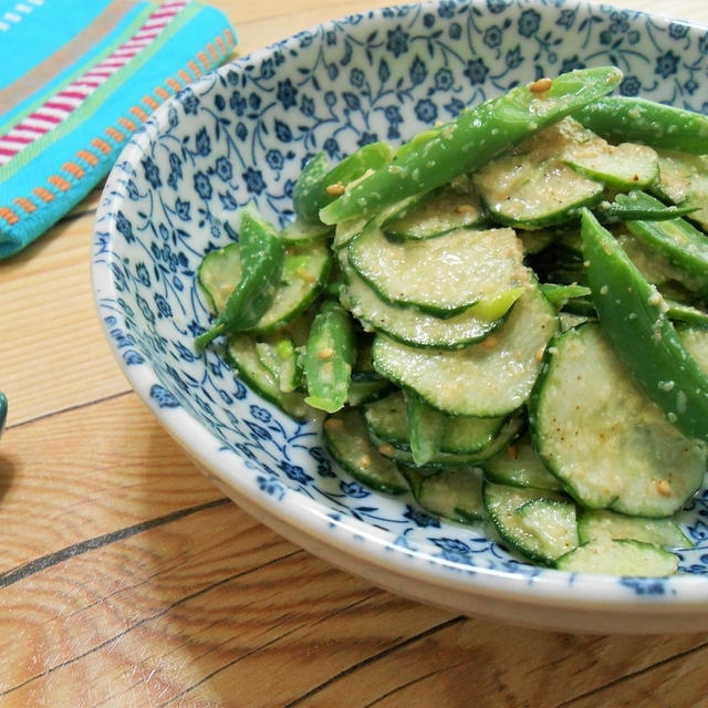 簡単！！きゅうりといんげん豆の胡麻酢和の作り方/レシピ