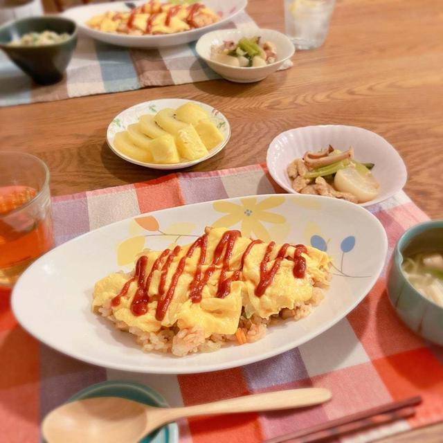 筋肉っていい！オムライスごはんで　晩ごはん
