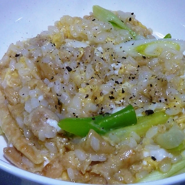 鶏油を作った残りものは”おかゆ”でいただきまぁす(∩❛ڡ❛∩)