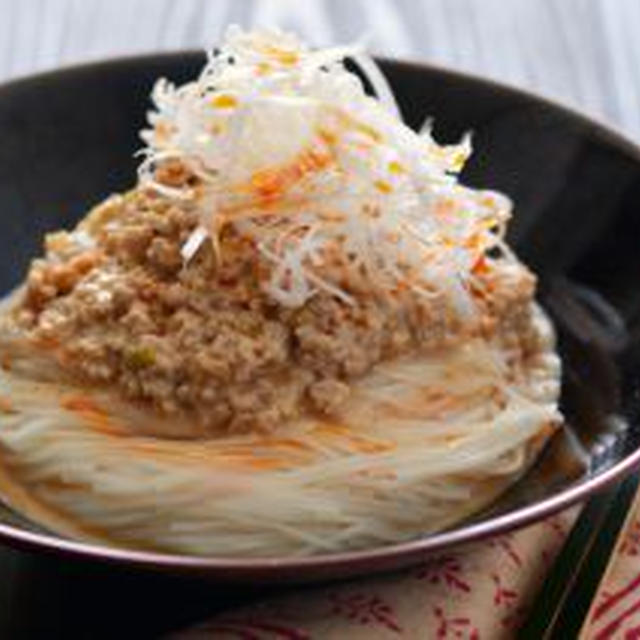 鶏担々そうめん。と、そうめんのゆで方について。