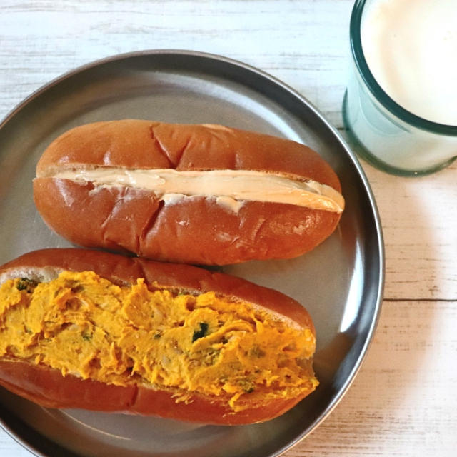 朝ご飯は所要時間5分で完成！かぼちゃサラダサンド＆ピーナッツバターサンドで朝ご飯