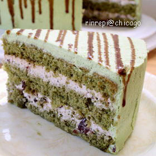 和の欧米かっ！！　抹茶と小倉の黒蜜ケーキ
