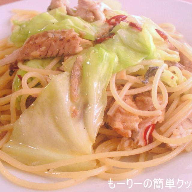 サンマとキャベツのパスタ