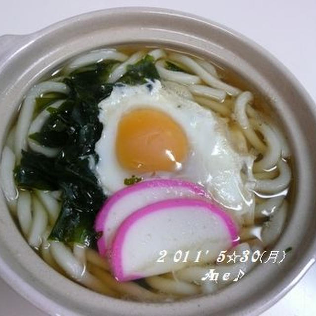 鍋焼きうどん＆モツ煮～息子ご飯♪