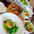 菜の花と明太子のパスタ　＆　カレーサルサとオイルサーディンのブルスケッタ