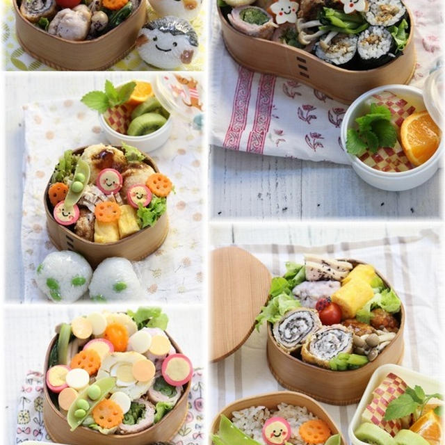 5月7日~11日のお弁当日記。と　同じ食材から２~4種おかずを楽しんだ1週間♪