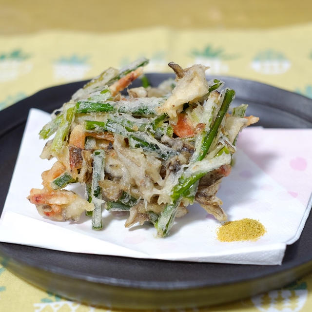 粉あまりなし！！秋の味覚♪舞茸とにらの風味も食感も美味しいかき揚げ♪