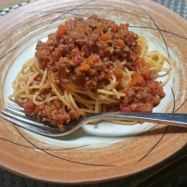人参たっぷりミートソーススパゲティ