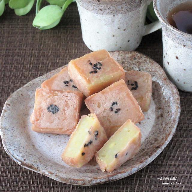 フライパンで焼き上げて。深まる秋にピッタリな素朴なおやつ『さつま芋きんつば焼き』