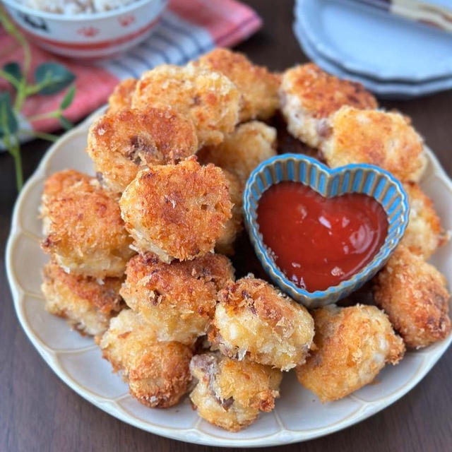 この形にメロメロ☆鶏むね肉と凍り豆腐のコリコリハートチキンカツ