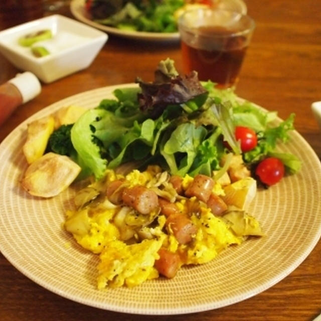 ひさびさ朝ごはんはてんこ盛り