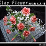 クレイフラワー「サーモンピンクの薔薇」樹脂粘土花