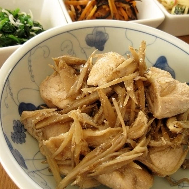 鶏とごぼうの味噌炒め