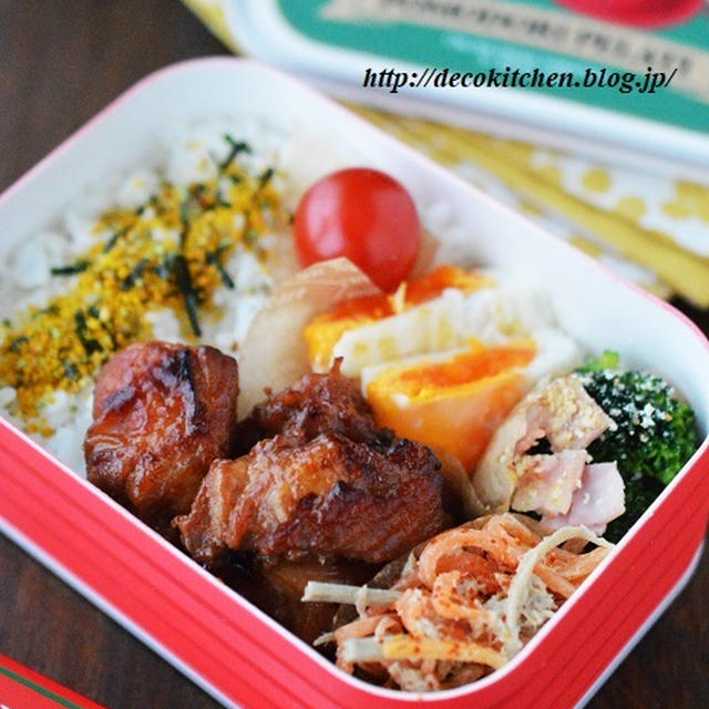 姉さんに好評だった、最近作ったお弁当2つ（バーベキューチキン弁当＆鶏むね肉のトマト生姜焼き弁当）