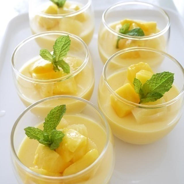 【掲載】レシピブログ『今日のイチオシ！ブログ&レシピ』マンゴーとパイナップルのプリン