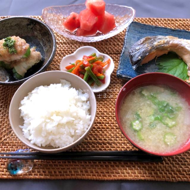 和定食で、疲労回復に‼︎過去レシピを使った和食献立☆【豚巻きピーマンの揚げ浸し】