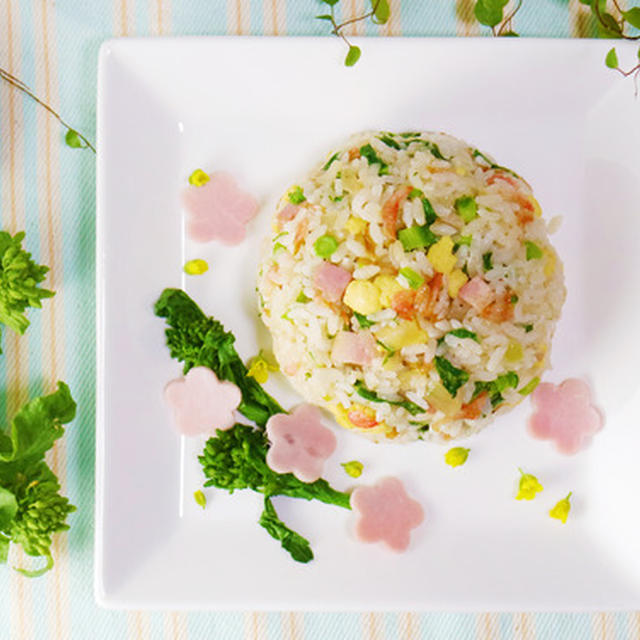 菜の花で春チャーハンとパラパラの裏技