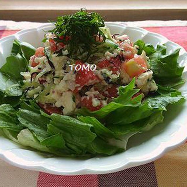 朝ベジレシピ♪火を使わない！トマトときゅうりの豆腐サラダ