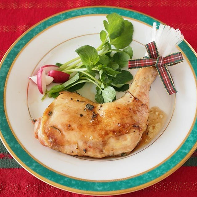 12月クリスマスlesson☆「鶏もも肉のローストチキン～グレーヴィソース～」画像紹介。