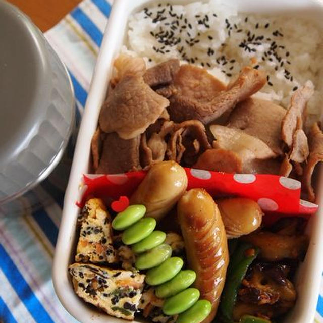 【 高１男子弁当　常備菜アレンジ　イライラ防止の黒いヤツ投入 】