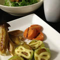 焼き野菜&きのこ、ブロッコリー豆乳汁、納豆サラダ