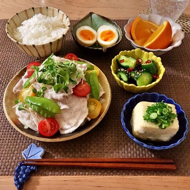 114.【40分】冷しゃぶサラダ、きゅうりのたたき、揚げ出し豆腐