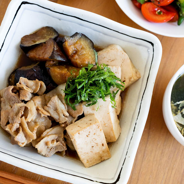 【献立】なすがジュワッとおいしい♬木綿豆腐も救済できてホッ！夏の肉豆腐