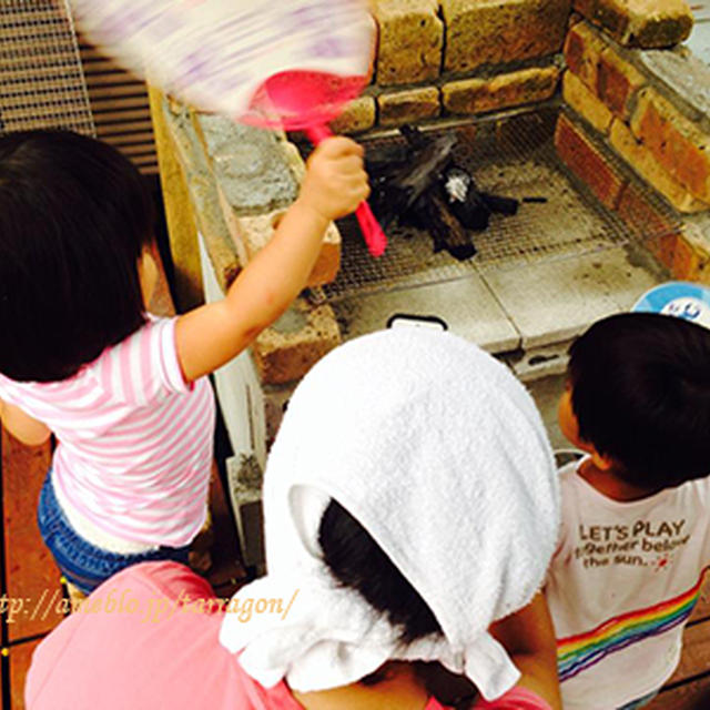 今年初、お庭でBBQ〜♡遊んだ後のビールは格別！