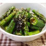 簡単!混ぜるだけオクラとアスパラの海苔の佃煮和え by