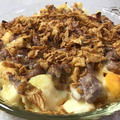 玉ねぎ・じゃが芋のチーズ焼きにフライドオニオンをかけて♪