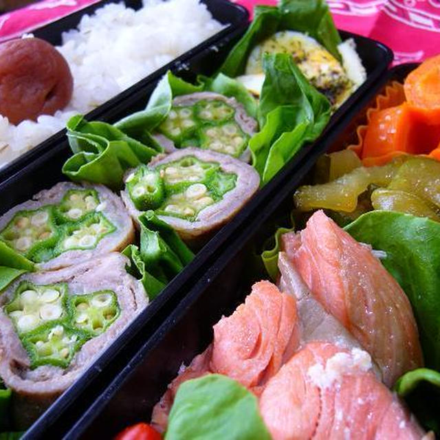 オクラの肉巻き弁当～☆