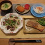 鯛の味噌漬けと砂肝とモヤシ炒めの晩ご飯と　エゴノキ・ピンクチャイムの花♪