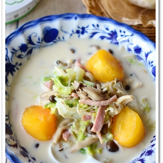 きのこと白菜の食べる野菜味噌スープ【食べる野菜パワースープ】
