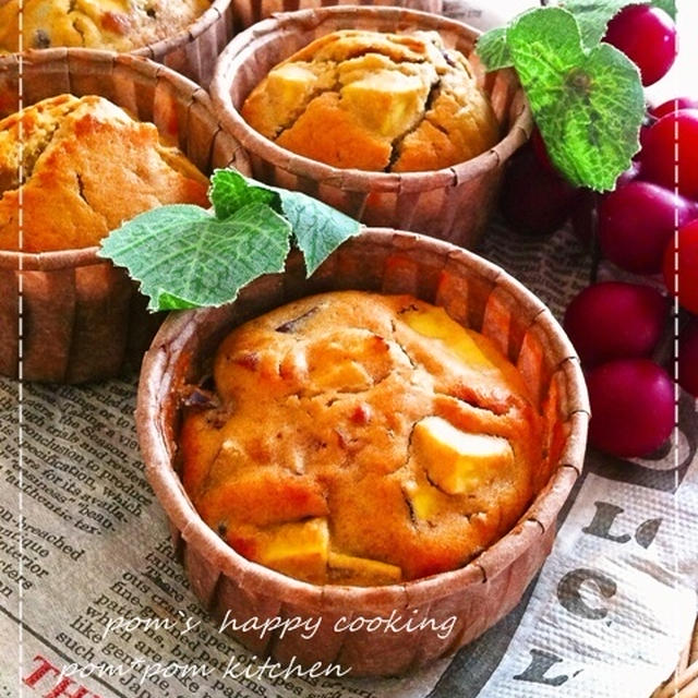 小豆缶で♡薩摩芋と小豆のカップケーキ