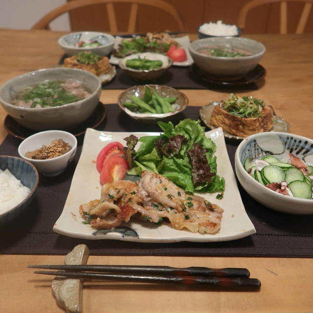 自作の器 で豚肉のネギ味噌焼きなどの晩ご飯 と みかんの実 By Megさん レシピブログ 料理ブログのレシピ満載