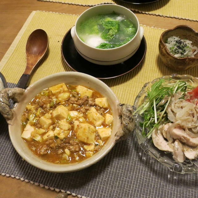 麻婆豆腐など中華な晩ご飯　と　チェーンソーで薪作り♪