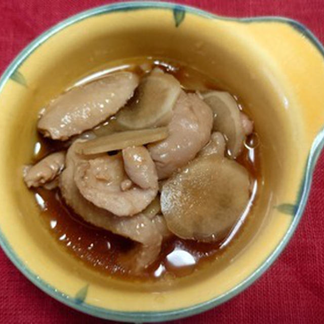 鶏皮と新生姜の甘辛煮