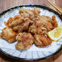 レモンをギュッと絞って「鶏もも肉の塩から揚げ」&この日の夕食風景