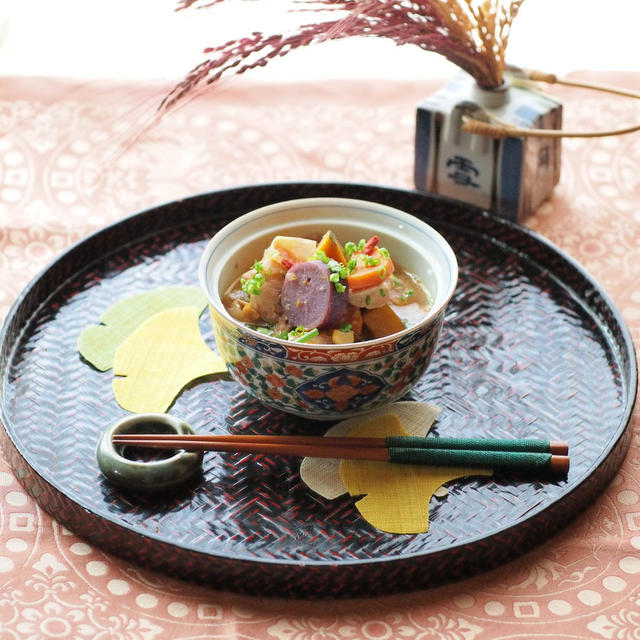 鮭ハラスとカボチャの豆乳味噌スープ